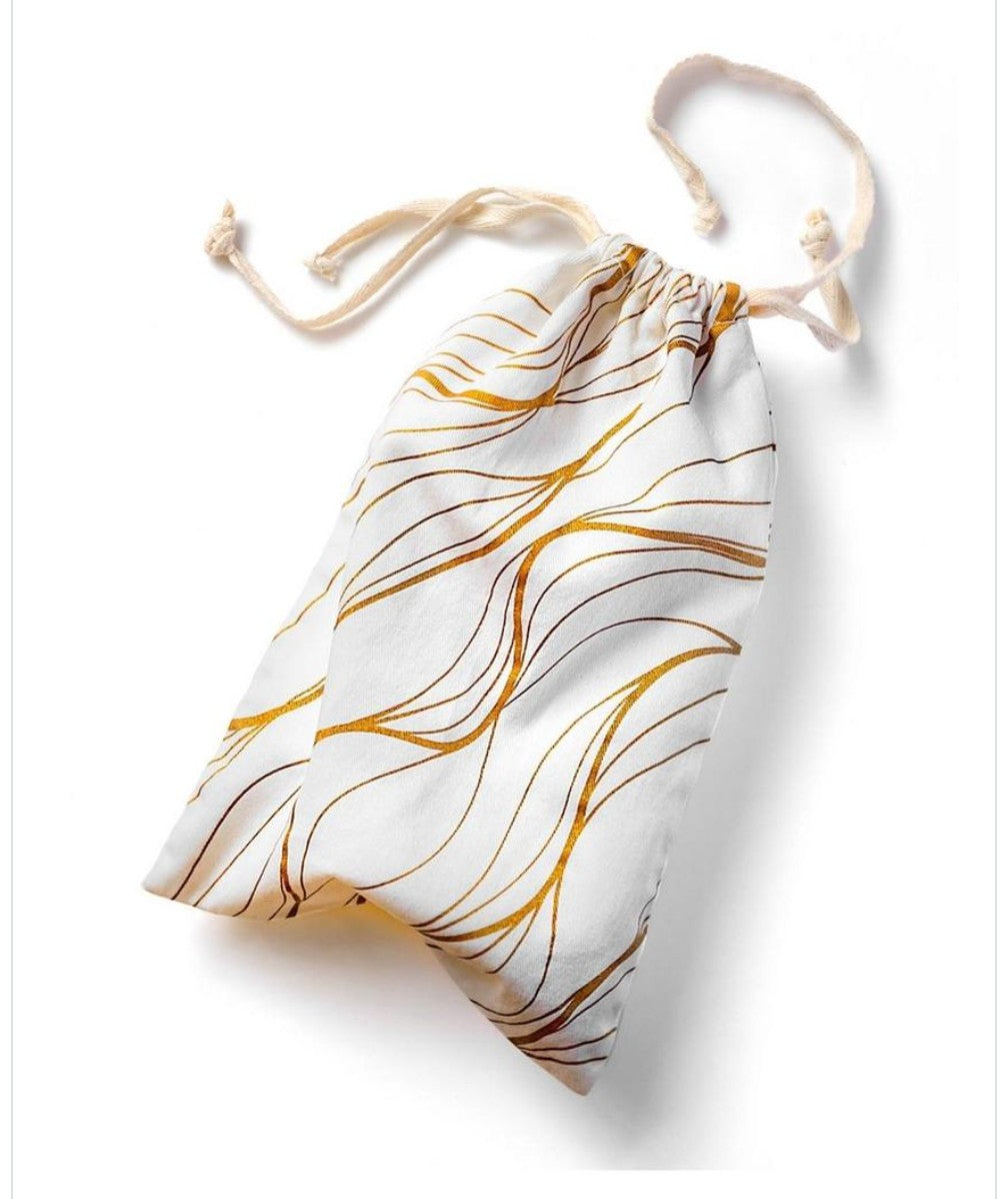 Toy Storage Bag - Cotton - Gold & Cream